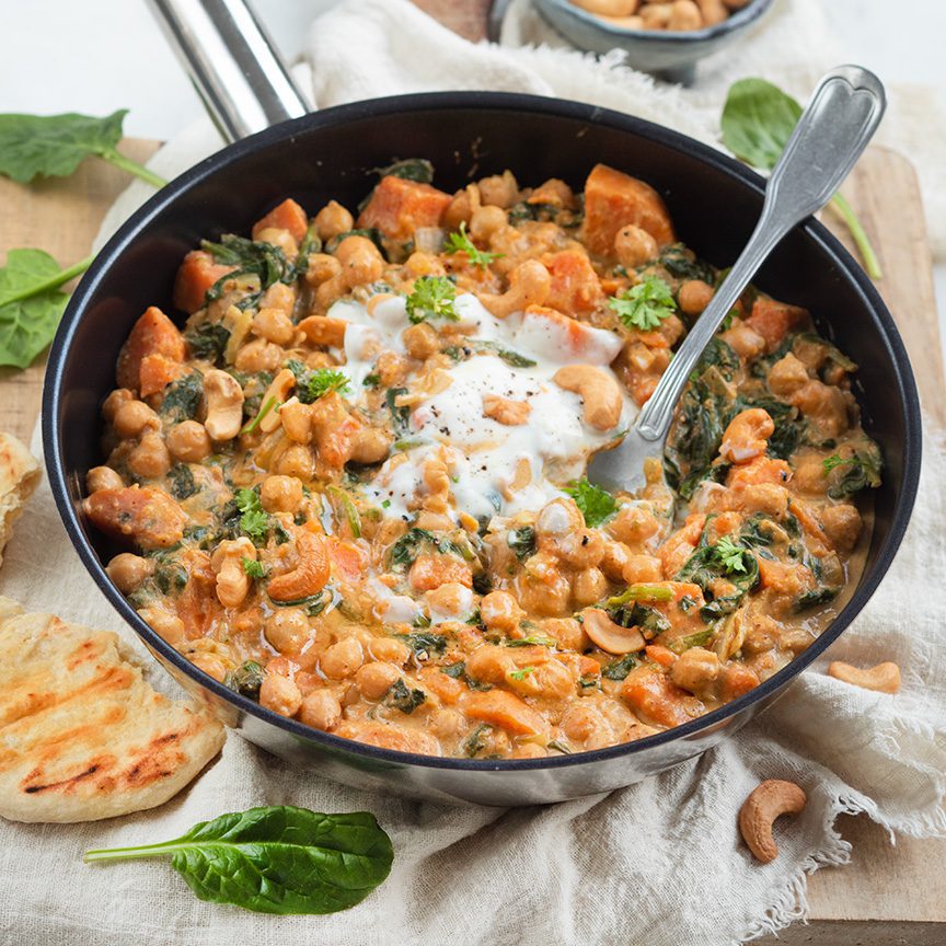 Pan met kikkererwten curry