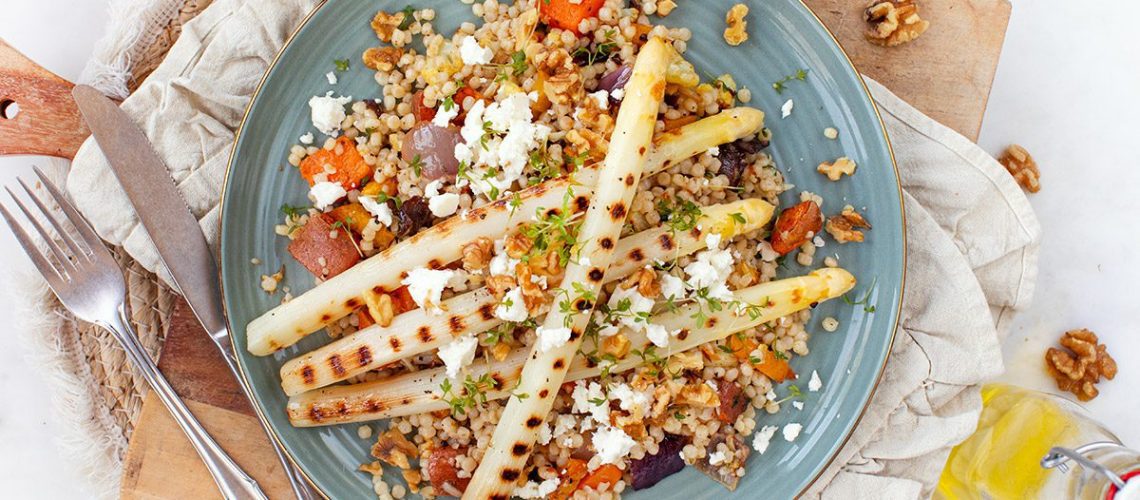 Witte asperges met couscous en feta